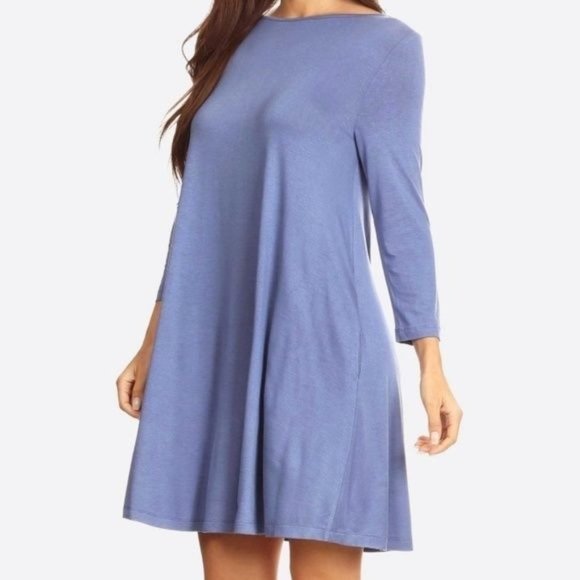Lightweight Jersey‎ Knit Dress Tunic 3/4 Sleeve - Picture 1 of 5